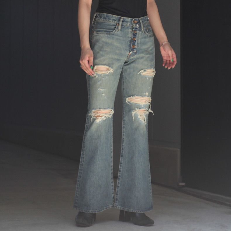 【残り一点】Damaged Modern Denim Pants Flared Cut