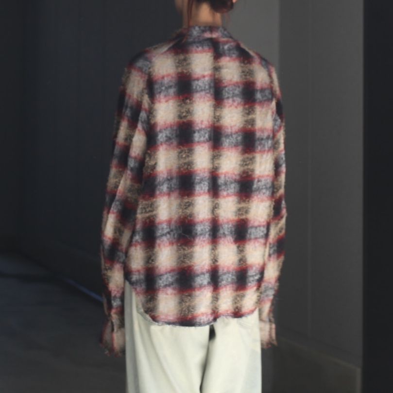 【残り一点】Shaggy Ombre Ribbon Shirt(DRUNK)