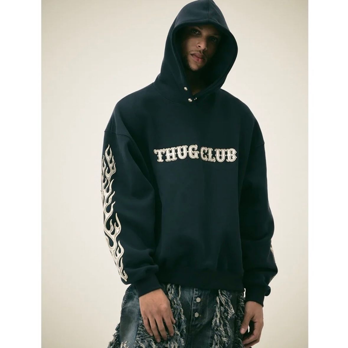 【残り一点】Leather Flame Hoodie