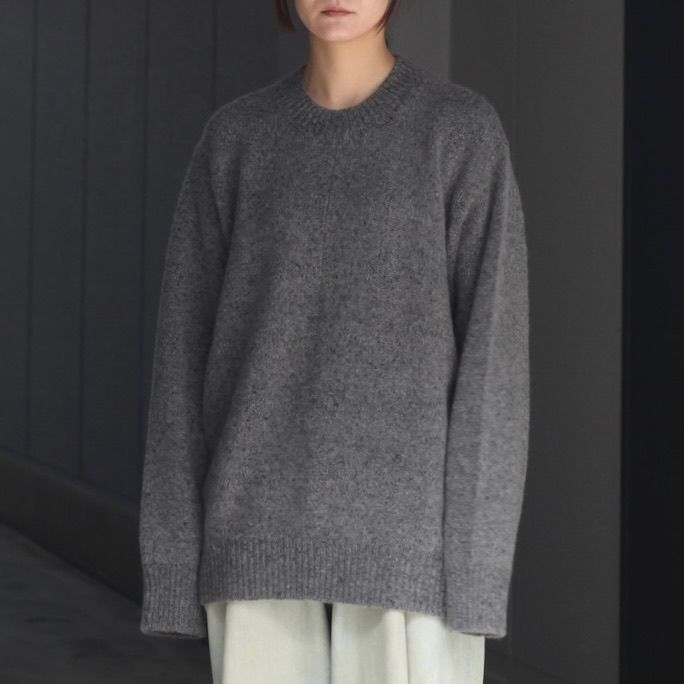【残り一点】Cashmere/Sable Tweed Knit Crew Neck LS