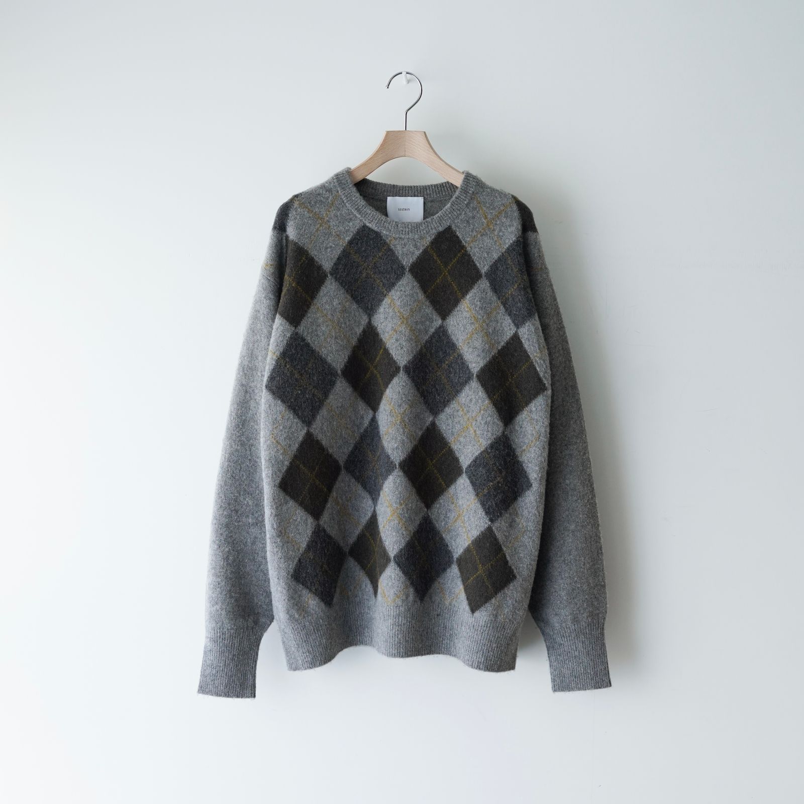 【残り一点】Fine Wool Argyle Knit Crew Neck LS