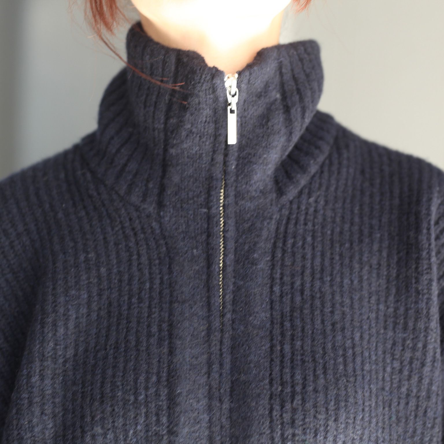 【残り一点】Zip High Neck Knit
