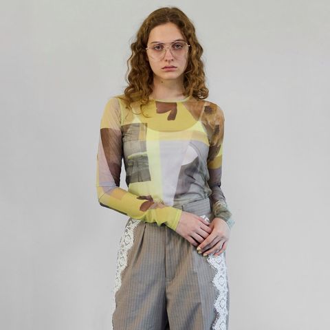 【残り一点】フォトコラージュメッシュトップス