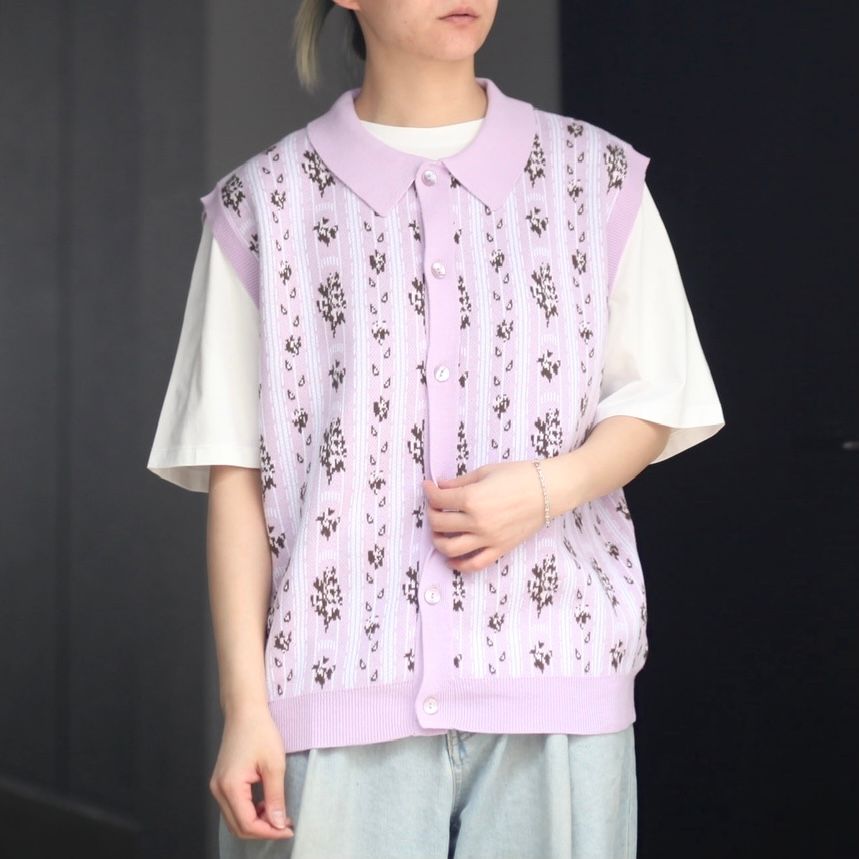 TTT MSW - 【残りわずか】Flower Jacquard Knit Vest(UNISEX 