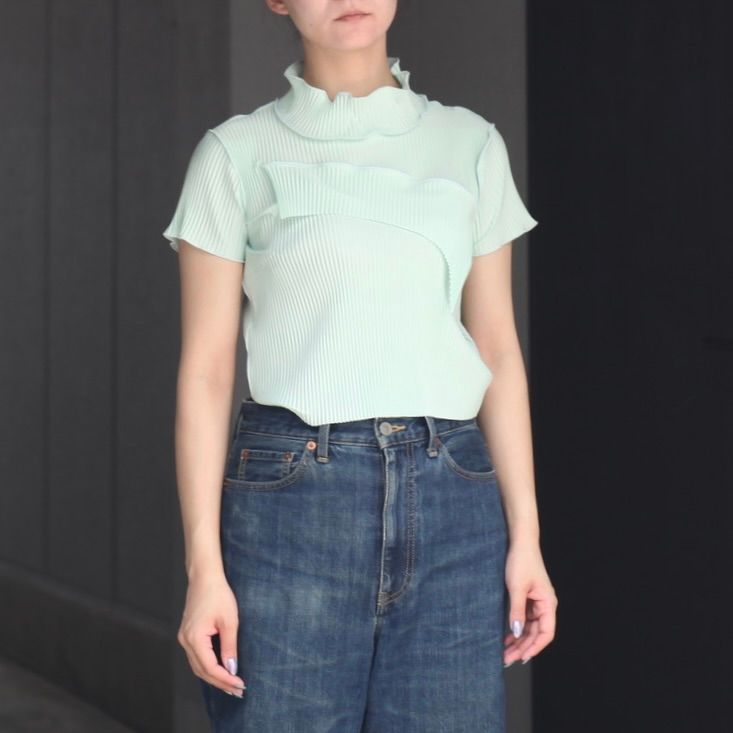 【残り一点】Todo Tiny Wave Top Short Sleeve High Neck