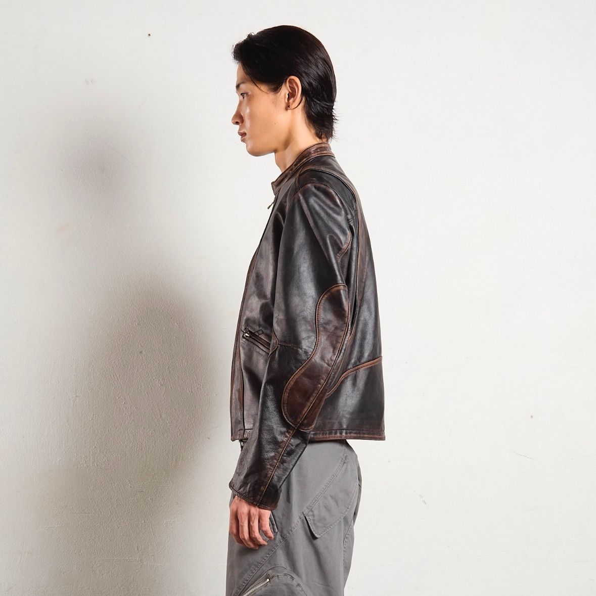 NVRFRGT - 【残り一点】Distressed Leather Motorcycle Jacket NVRFRGT - 【残り一点】Distressed Leather Motorcycle Jacket