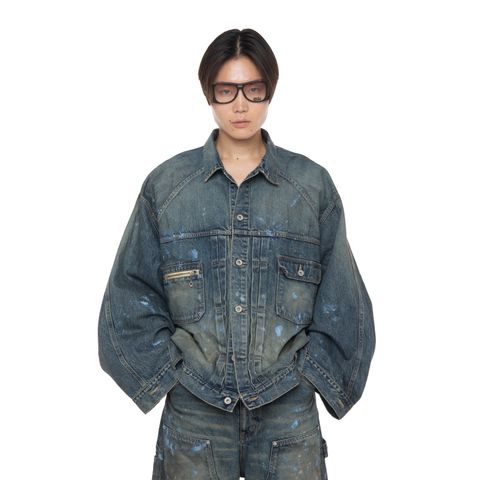 【残り一点】"Paint" Big Sleeve Denim Jacket