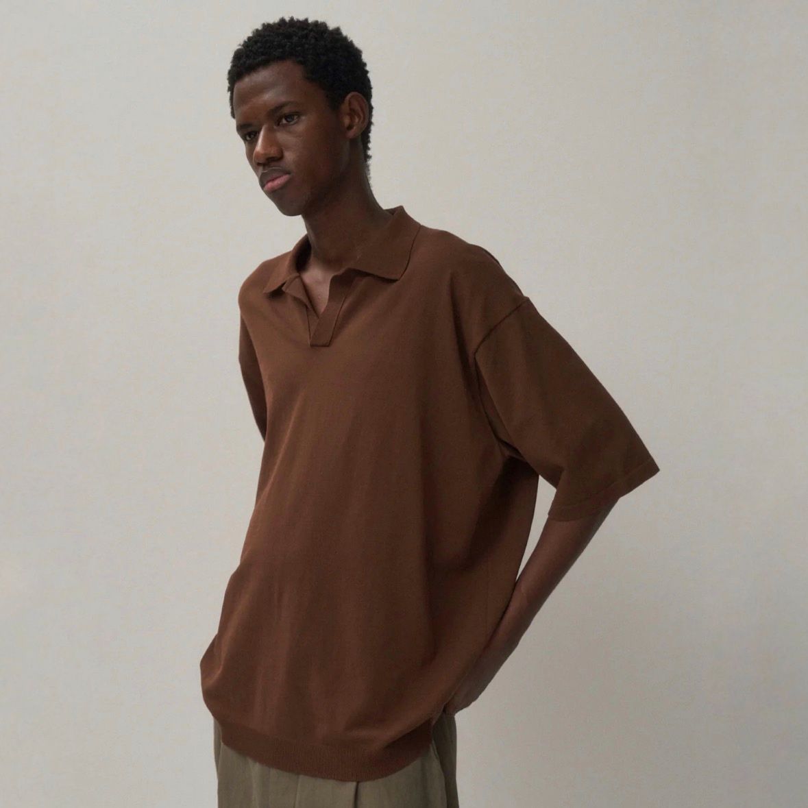 【残り一点】Fine Ice Cotton Skipper Polo Sweater