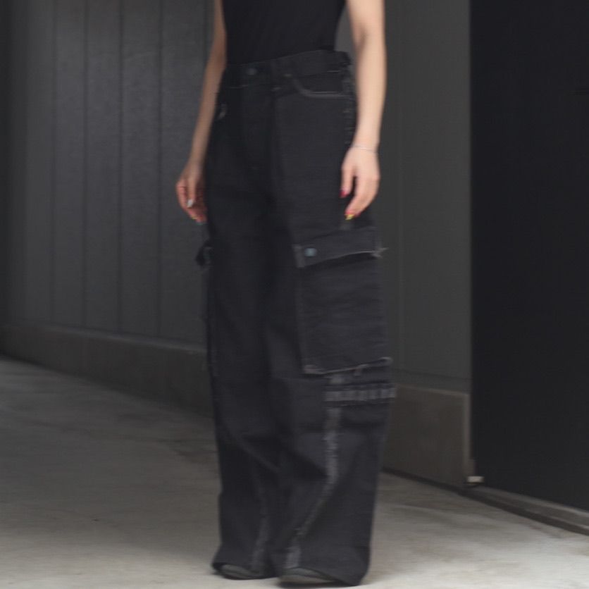 パンツ MINUS Slash Seam Twist Cargo Jeans MINUS - 【残り一点】Slash Seam Twist Cargo Jeans(NOIR
