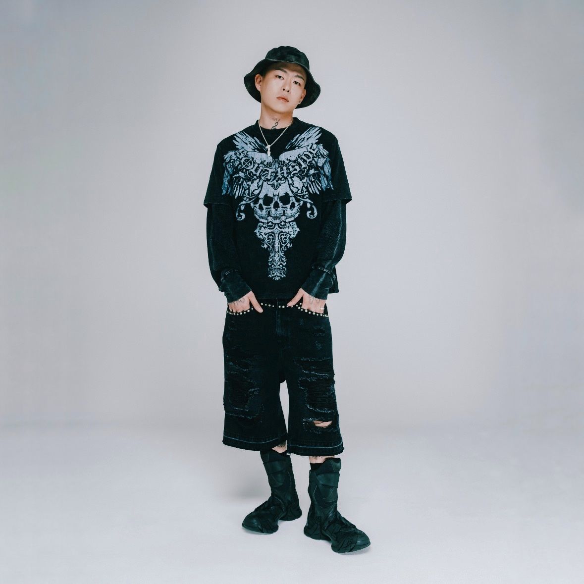 【残り一点】Skull Wing Logo Tee