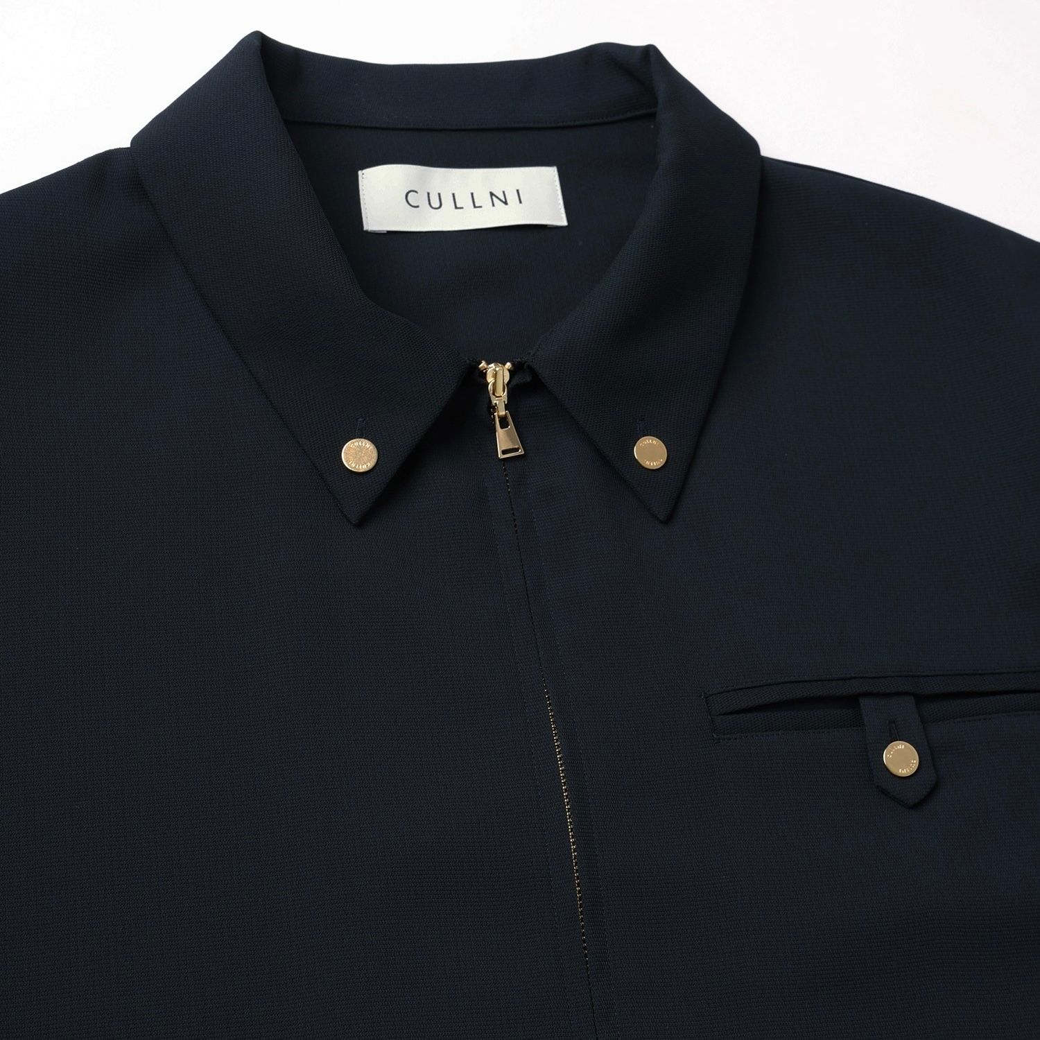 【残り一点】Dry Stretch Cloth Button-Tab Pocket Zip Up Shirt