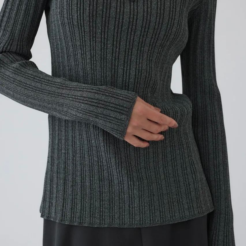【残り一点】Open Collar Rib Knit Tops