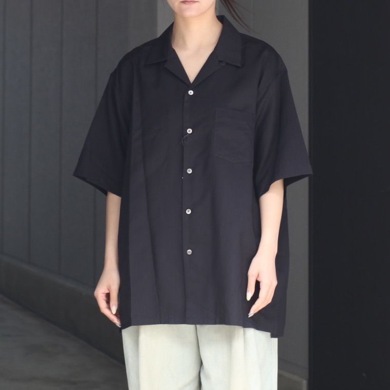 【残りわずか】Silk Cupro Twill Open Collar S/S Shirt