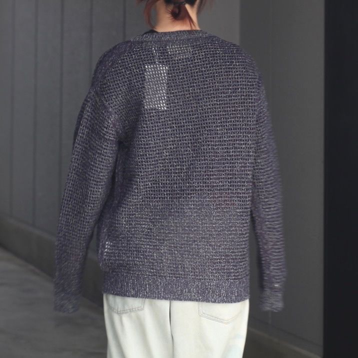 【残り一点】Mesh Knitted Crewneck Sweater