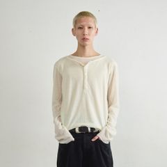 【残り一点】Double Layered Long Sleeve Henley T Shirt