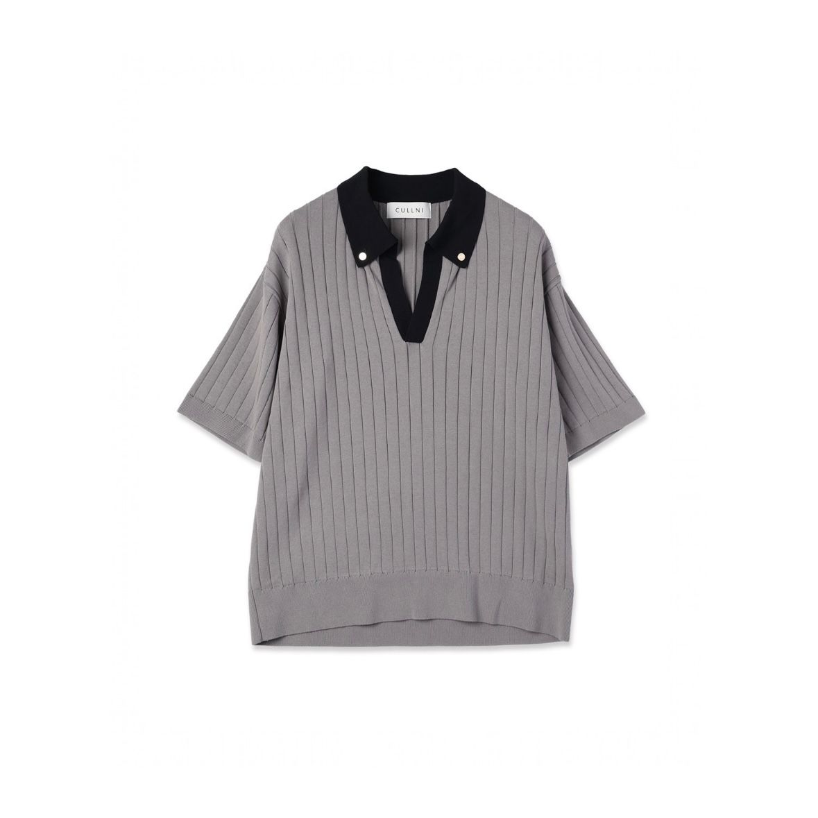 【残り一点】Wide Rib Skipper Collar Short Sleeve Knit