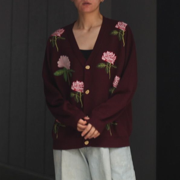 TTT MSW - 【残りわずか】Rose Jacquard Knit Cardigan | ACRMTSM