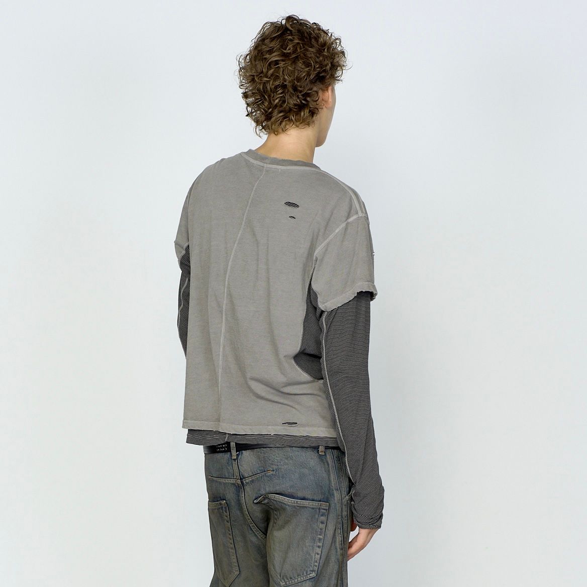 【残り一点】Distressed Panneld Half Sleeve T-Shirt