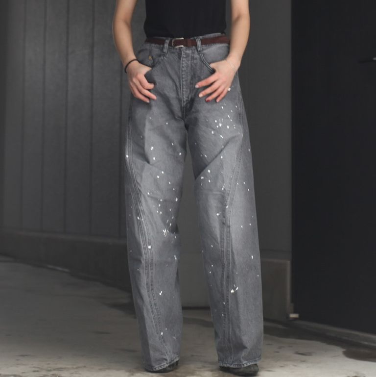 NVRFRGT - 【残り一点】3D Twisted Wide Leg Jeans(PAINT SPLATTERED 