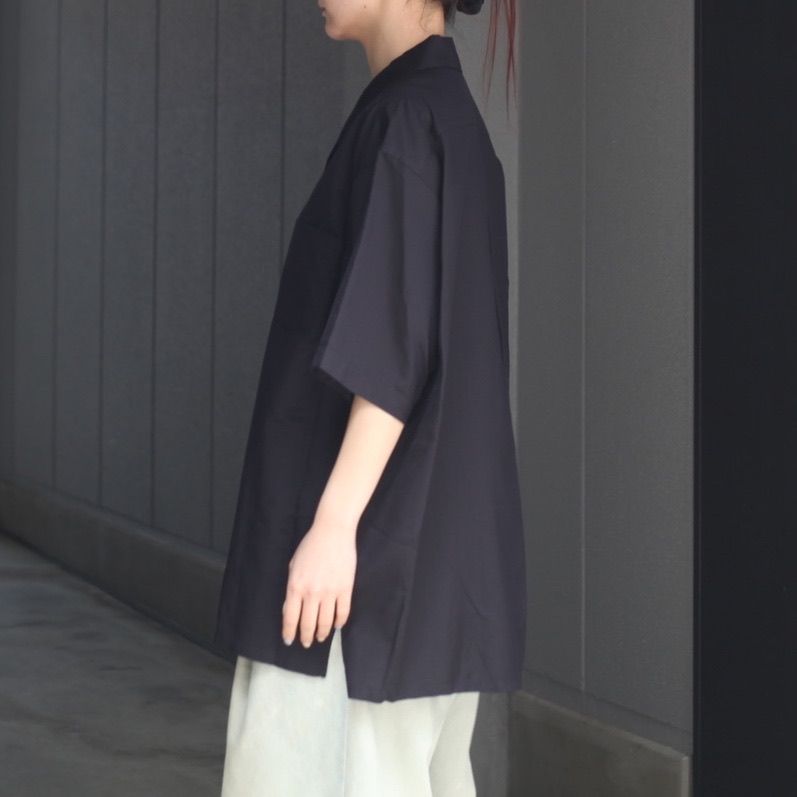 【残りわずか】Silk Cupro Twill Open Collar S/S Shirt