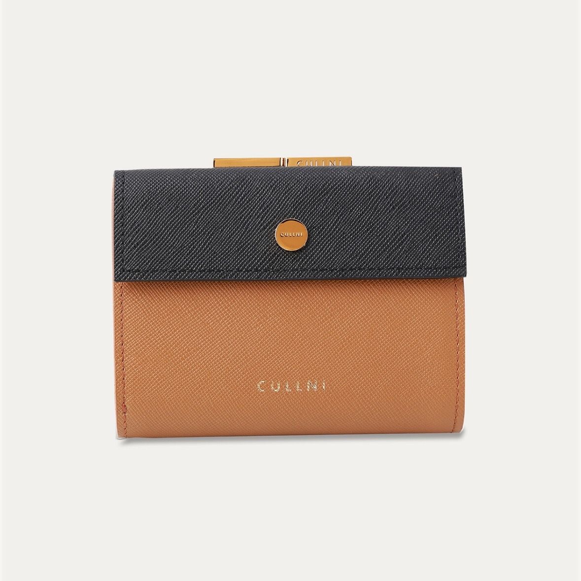 【残りわずか】Leather Flap Mini Wallet with A Clasp