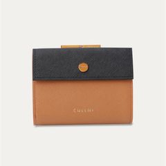 【残りわずか】Leather Flap Mini Wallet with A Clasp