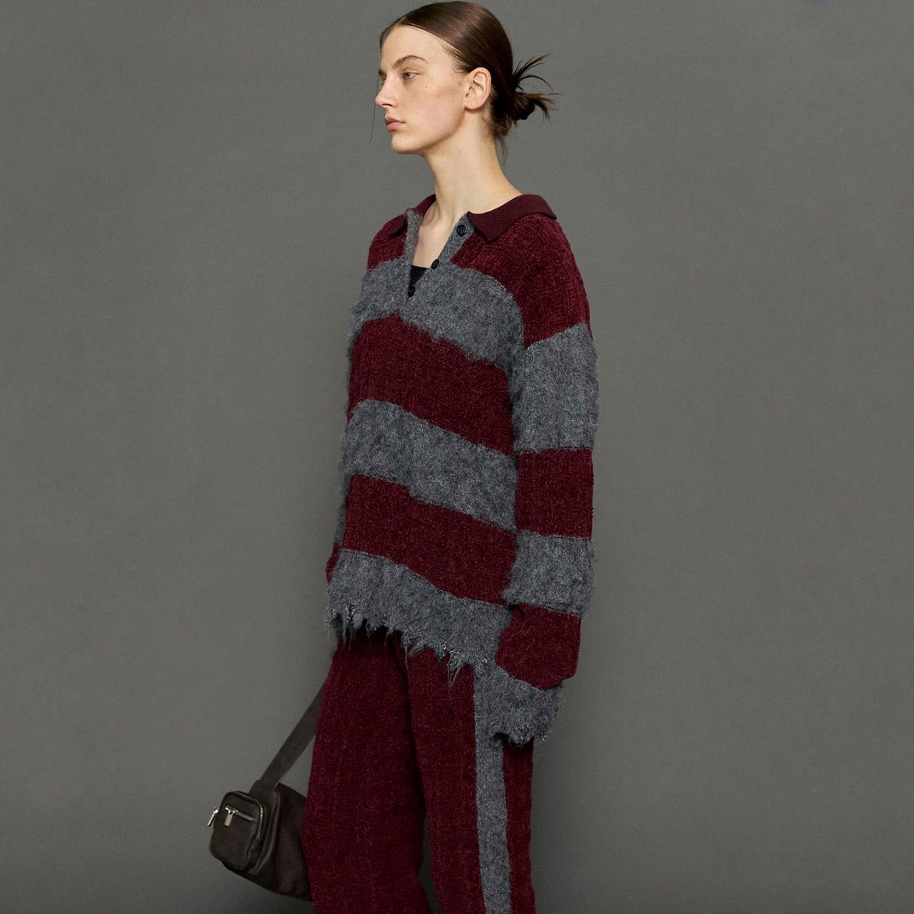 【残り一点】Cable Knitting Border Rugger Knit Tops
