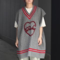 【残り一点】Oversized Cricket Vest Fuck Love Embroidery