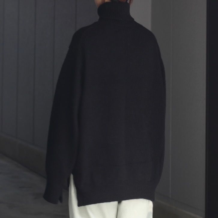 【残り一点】Cashmere/Sable Tweed Knit Turtle Neck LS
