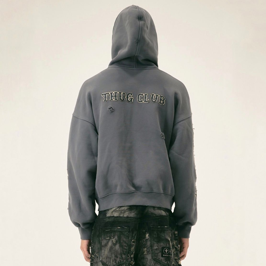 【残り一点】Leather Flame Hooded Zip Up