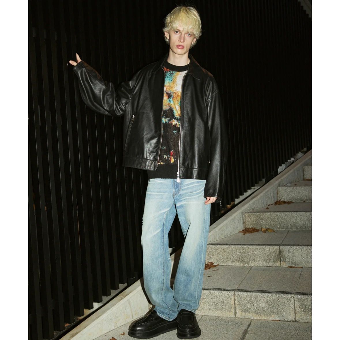 【残り一点】Sheep Leather Single Riders Collared Jacket