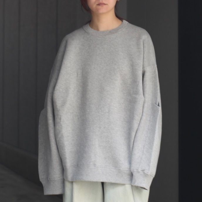 ssstein / シュタイン】COTTON DOUBLE KNIT TUCKED CREW NECK LS