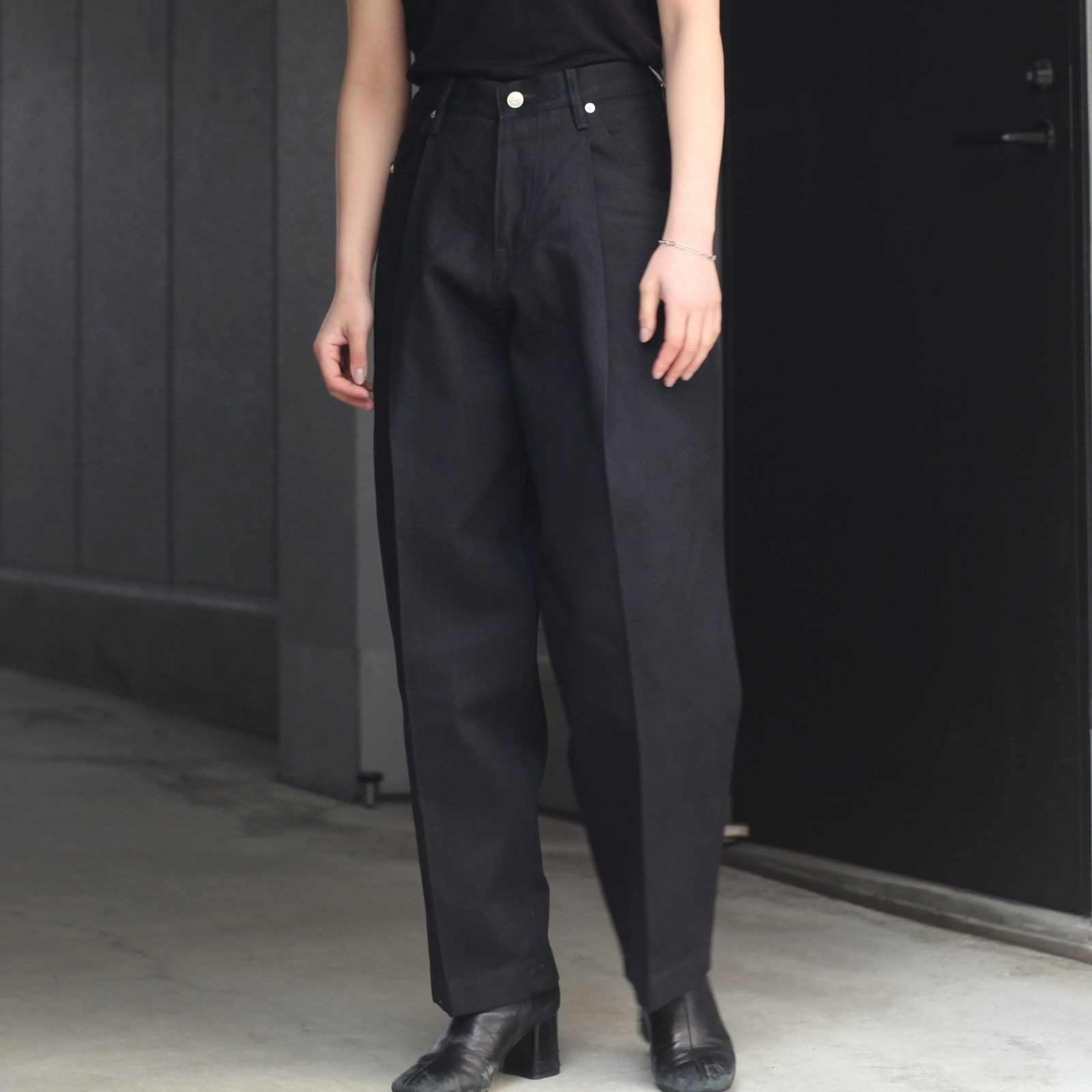 NEONSIGN - 【残りわずか】Wide Denim Slacks(BLACK ONE