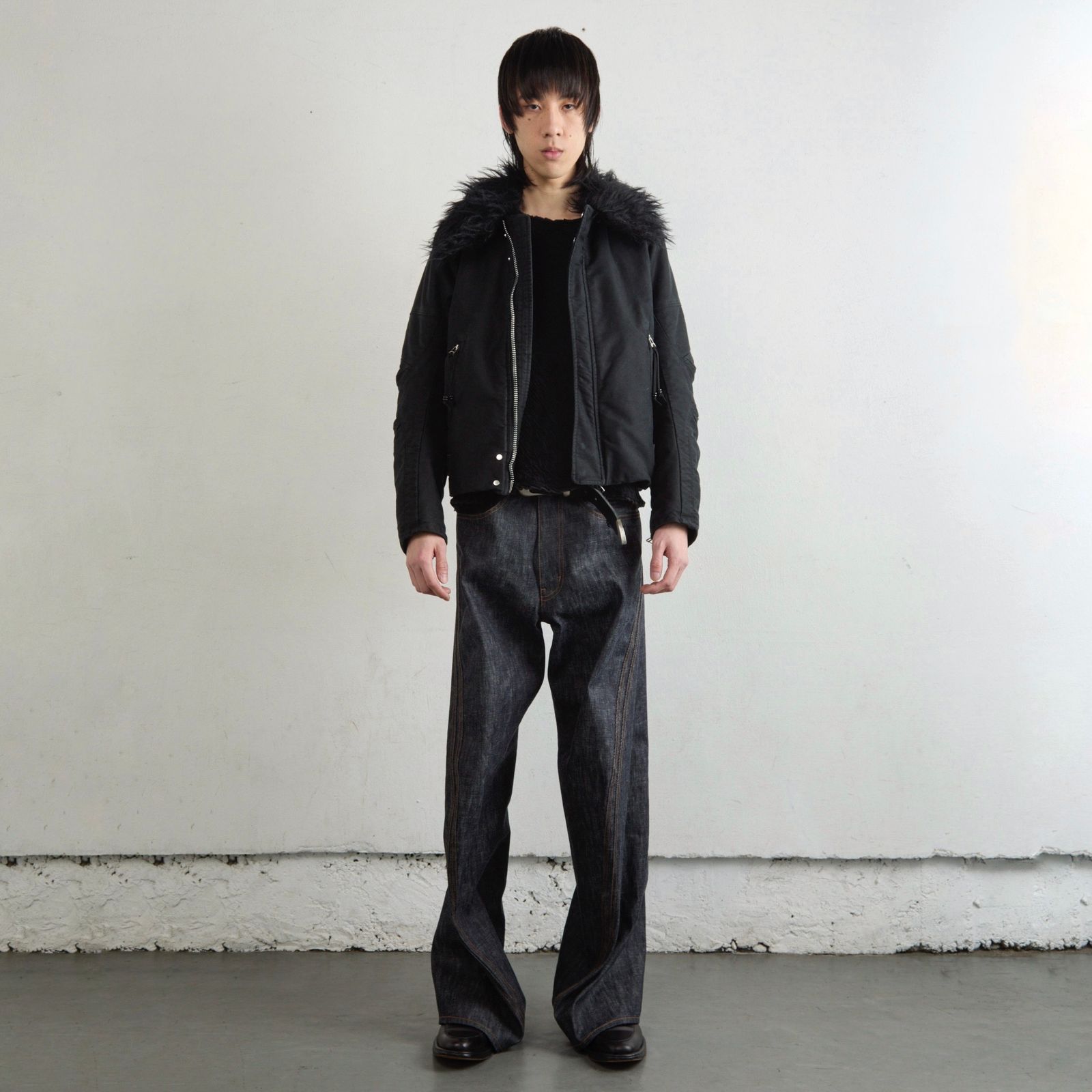 【ご希望価格】René⭐️ノーカラー黒ジャケット フリンジ仕上げ SHOO・LA・RUE ジャケット ノーカラージャケット 「S-3L