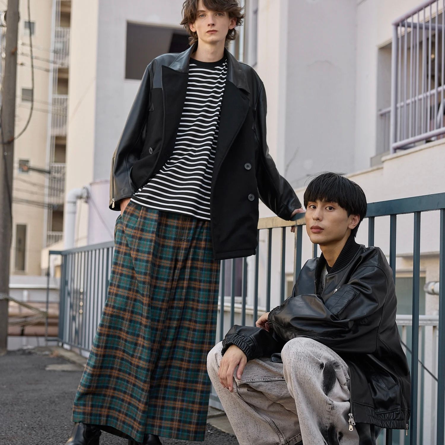【残り一点】Sheep Leather Melton Combination Pea Coat