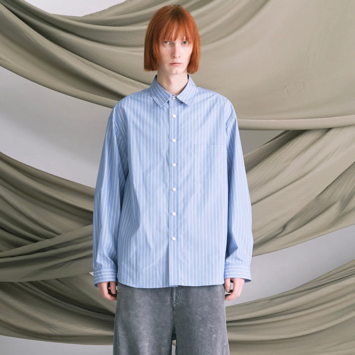 【残り一点】120 / 2 Suvin Cotton Typewriter Prime-Over Shirt