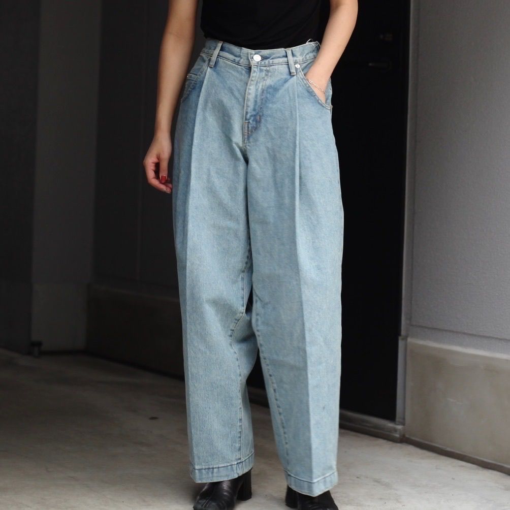 NEONSIGN - 【残りわずか】Wide Denim Slacks(WHITE ONE WASH