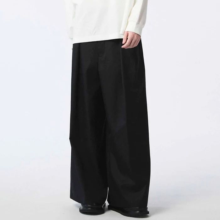 【残り一点】72/2 4Colors Chambray Wool Baggy Wide Pants