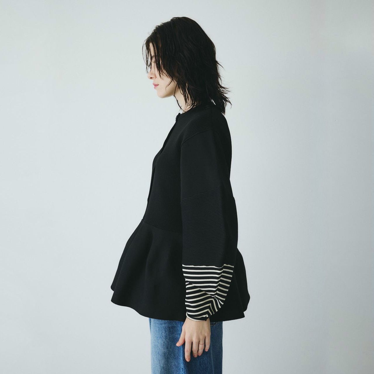 【残り一点】Border Sleeve Knit Tops