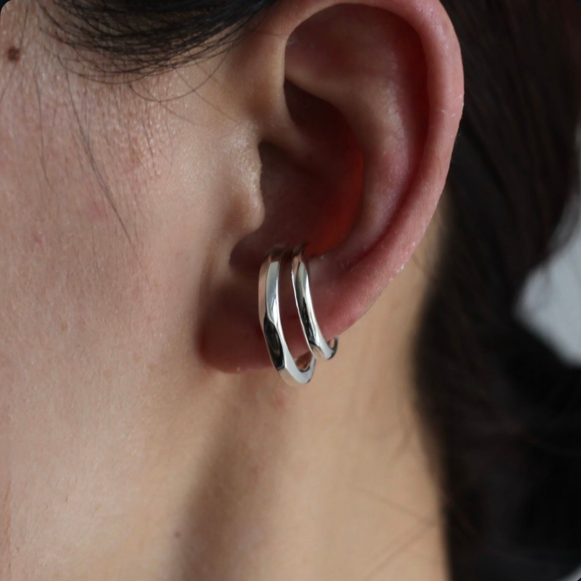 【お取り寄せ注文可能】Layered Hoop Ear Cuff(SILVER)