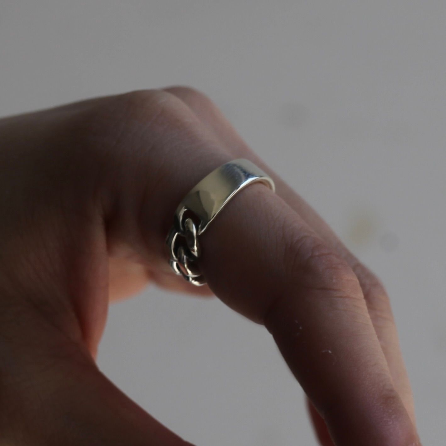 【残り一点】Curb Chain Id Ring_S(ANTIQUE)