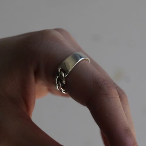 【お取り寄せ注文可能】Curb Chain ID Ring_S(ANTIQUE)