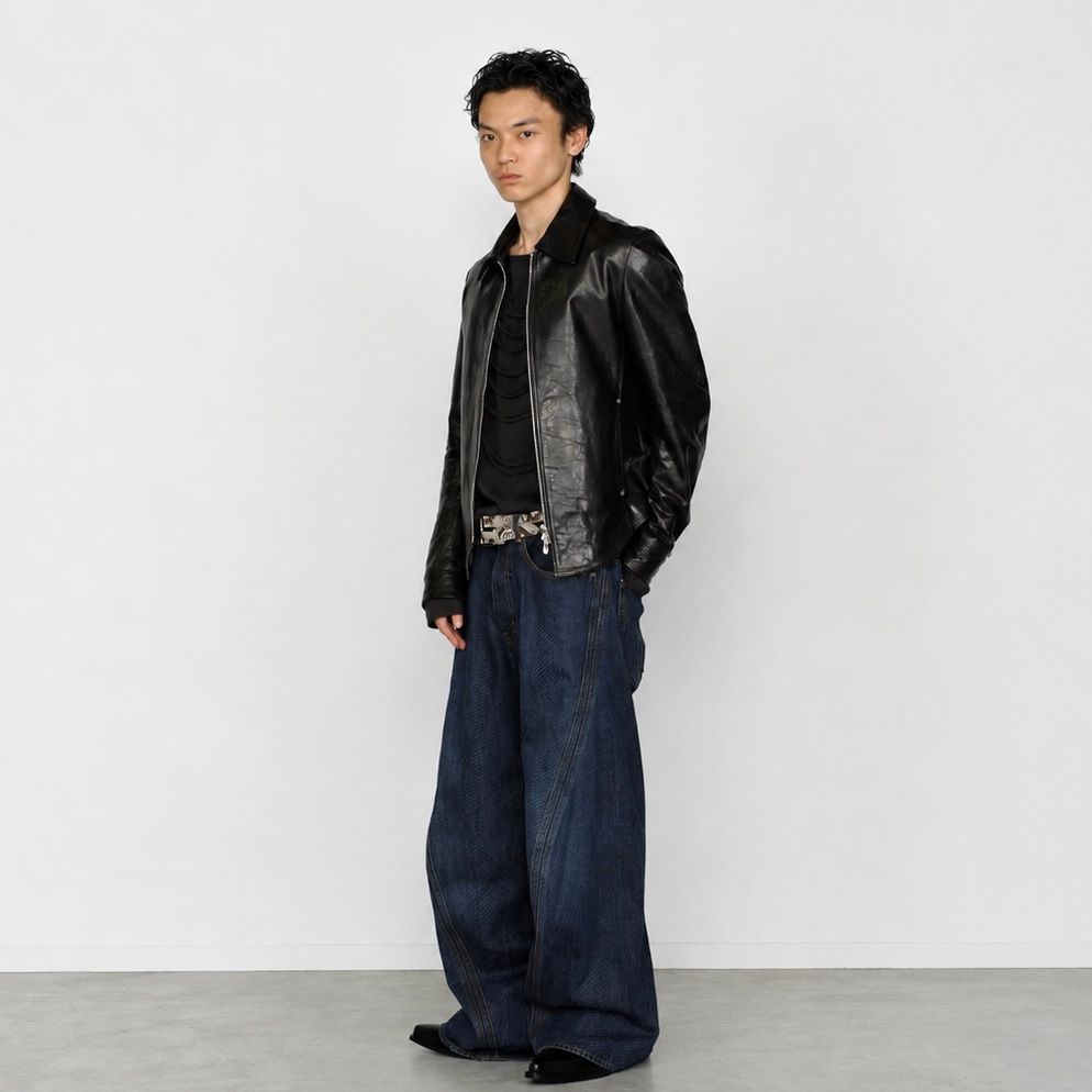 【残り一点】Zip Up Leather Shirt