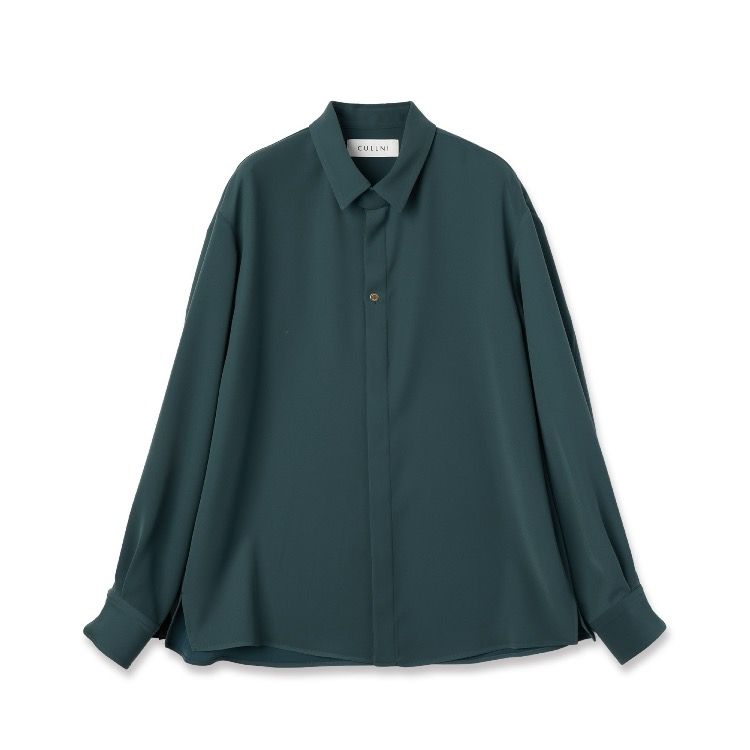 【残り一点】Double Cloth Twill Front Fly Chin Tab Shirt