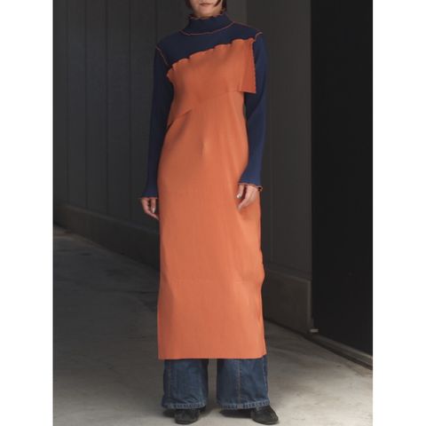 【残り一点】Spiral Wave Long Sleeve Dress High Neck Type