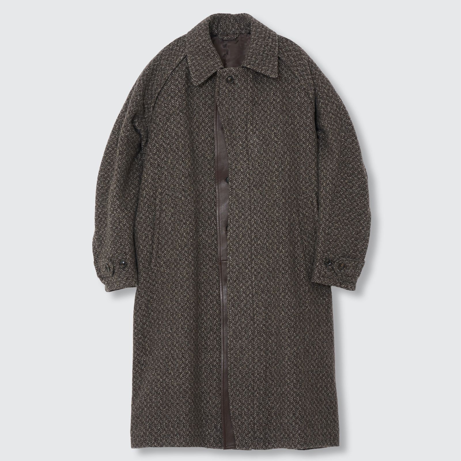 【残り一点】Herringbone Tweed Balmacaan Over Coat