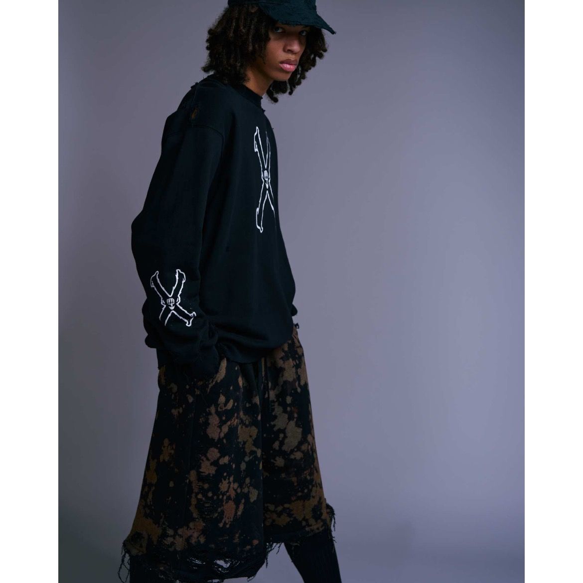 □ 43077★秋 テッペイフルヤマ トレーナー スウェット ダメージ ブルー TEPPEI FURUYAMA - 【残り一点】X | ACRMTSM ONLINE STORE