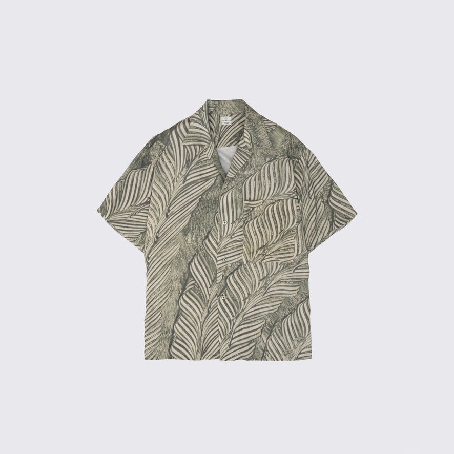 【残り一点】Leaf Pattern Printed Open Collar Shirt