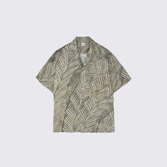 【残り一点】Leaf Pattern Printed Open Collar Shirt