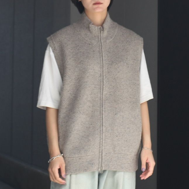 crepuscule - 【残り一点】Wool Moss Stitch Zip Vest | ACRMTSM